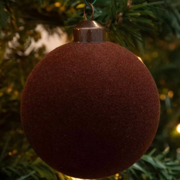 NWT 8- Flocked Velvet Fabric Christmas Ball Ornaments - Picture 5 of 7